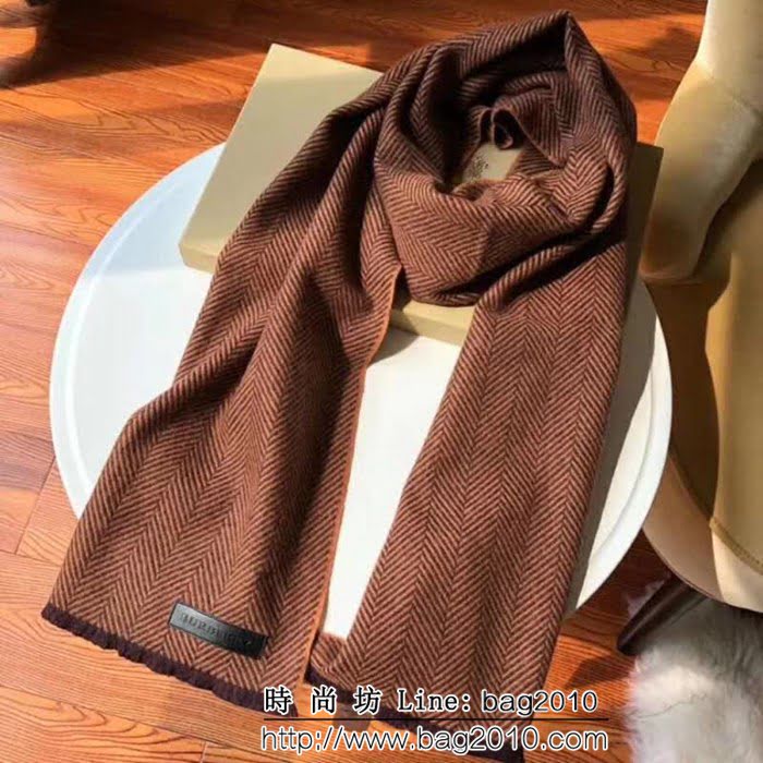 BURBERRY巴寶莉 歐洲原單真皮LOGO標男士羊絨圍巾 LLWJ6264